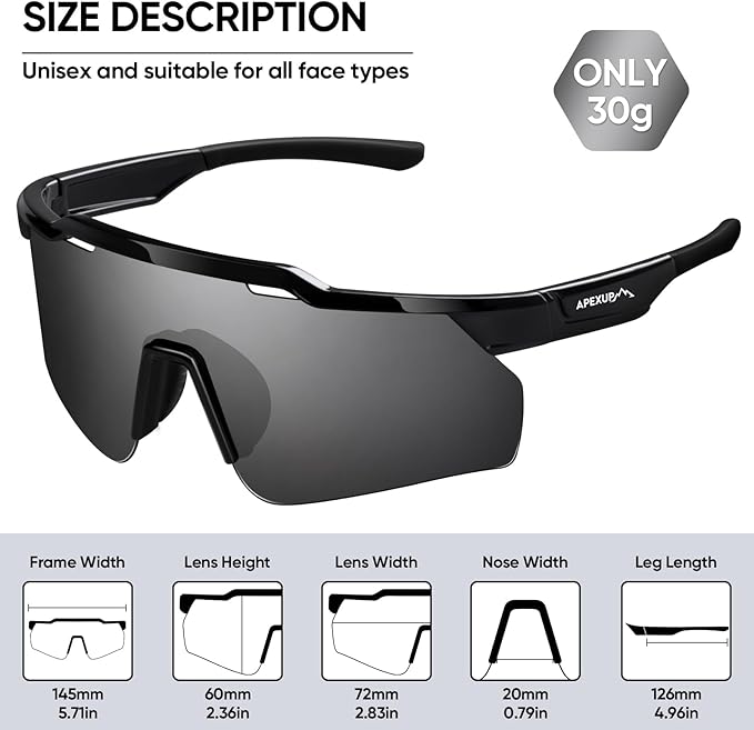 Sports Polarized Sunglasses, UV400 Protection