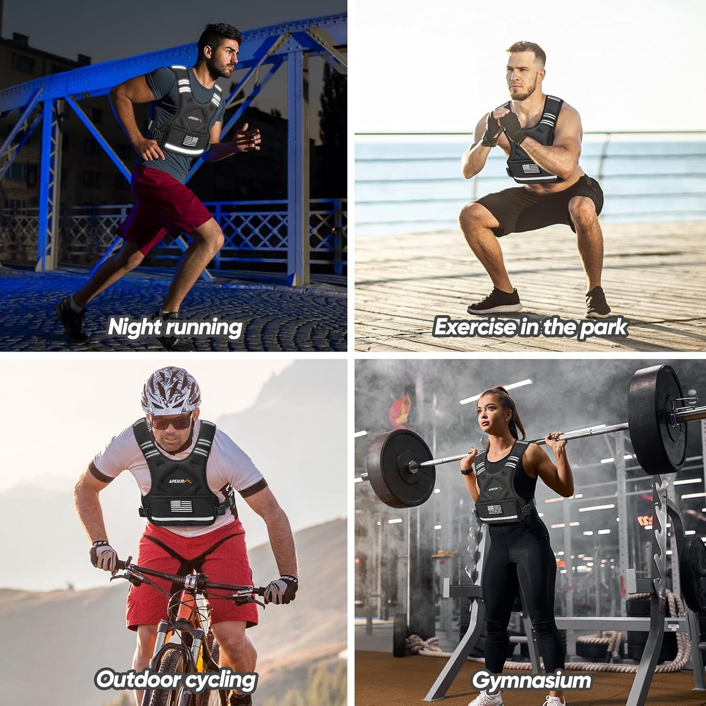 Adjustable Weighted Vest with Removable Waterproof Liner, 6 Ironsand Weights and Large Pocket ( 4-10 /12-18 /20-32 lbs)