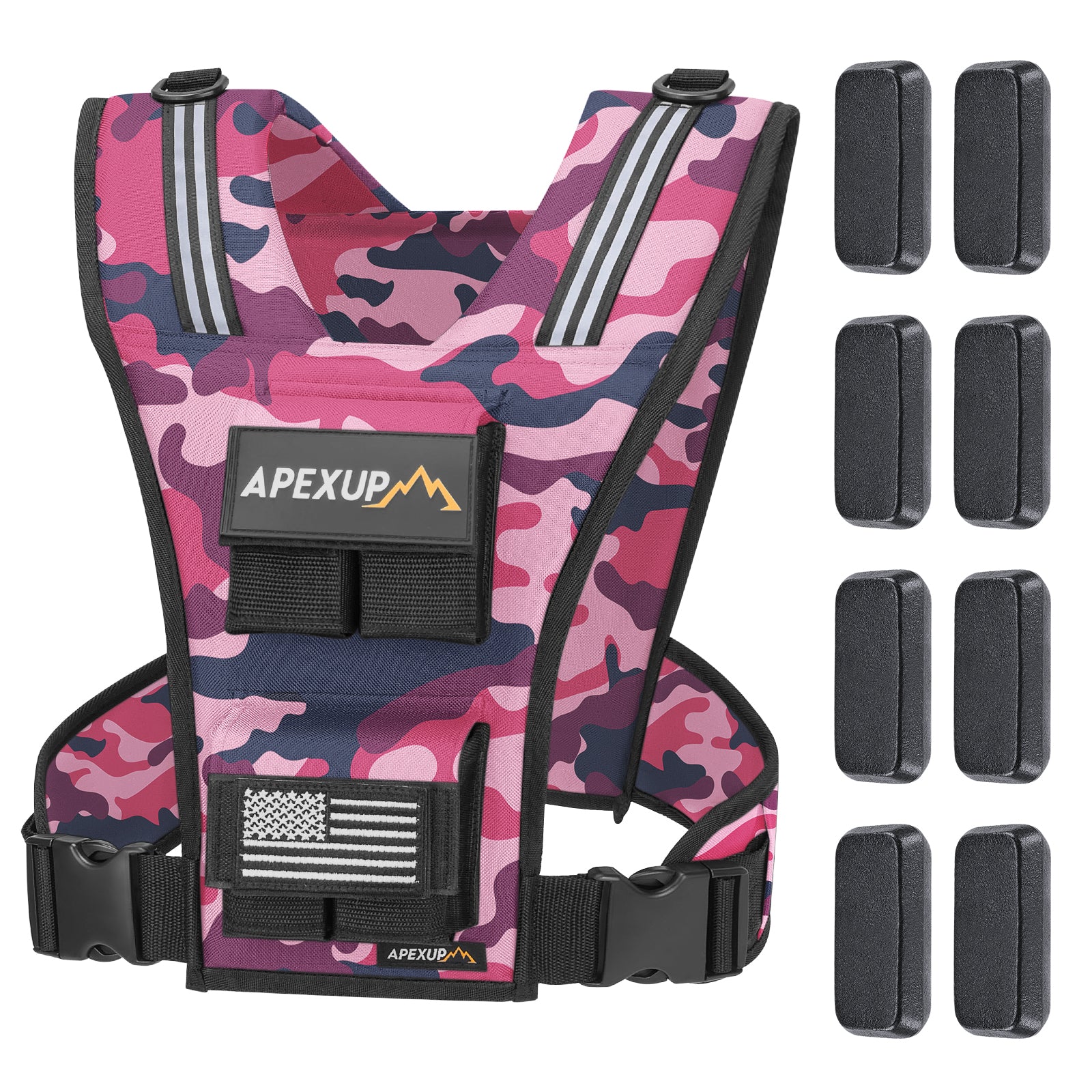 Adjustable Weighted Vest with Reflective Stripe, Iron Weights (20/30/40 lbs)