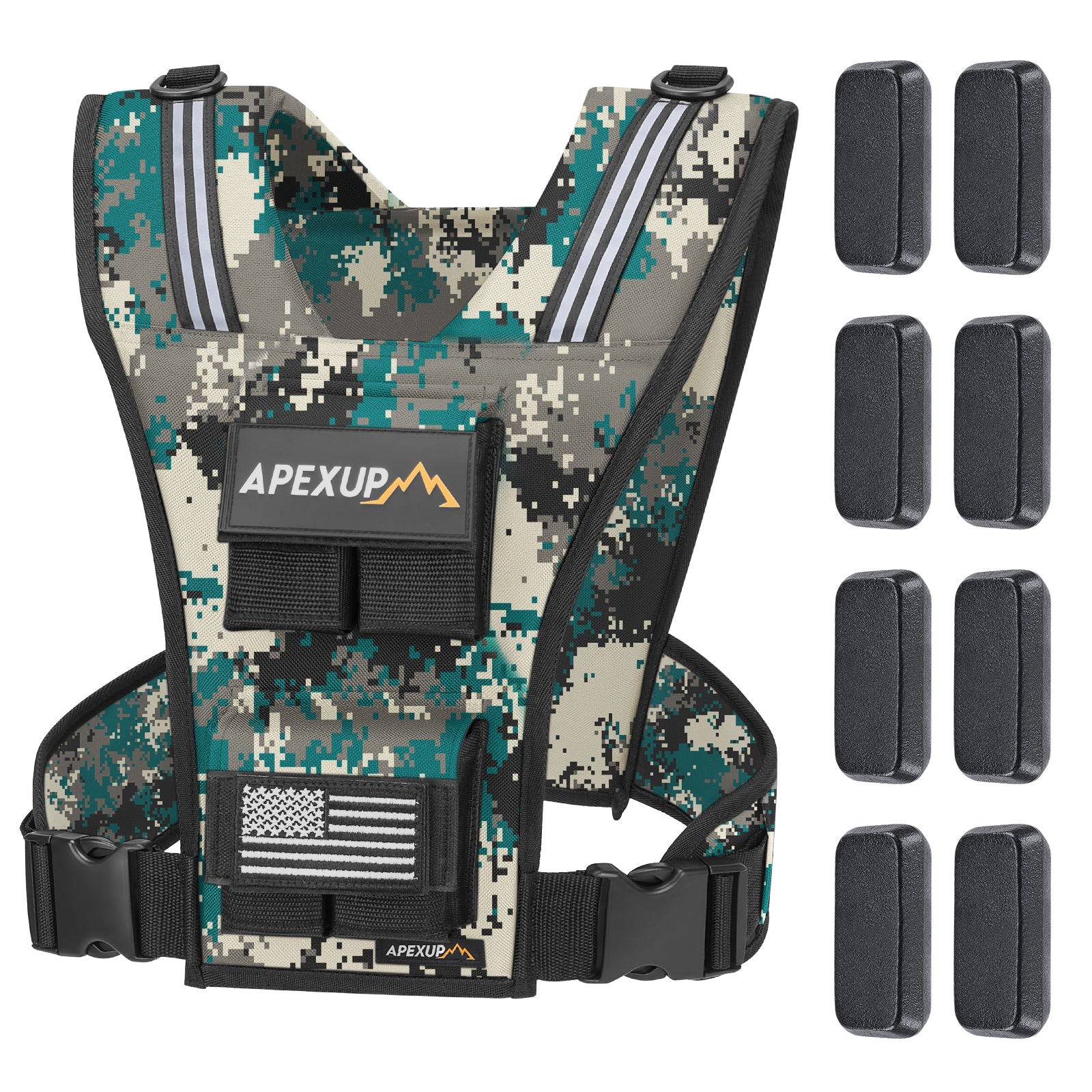 Adjustable Weighted Vest with Reflective Stripe, Iron Weights (20/30/40 lbs)