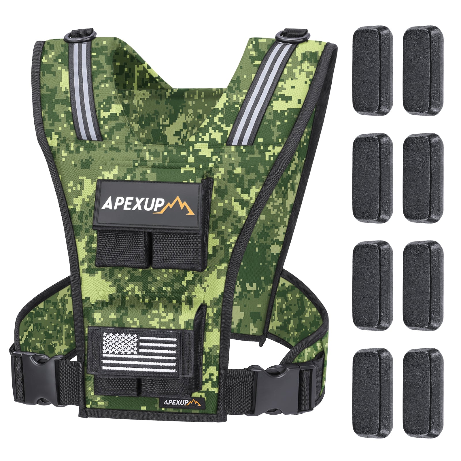 Adjustable Weighted Vest with Reflective Stripe, Iron Weights (20/30/40 lbs)