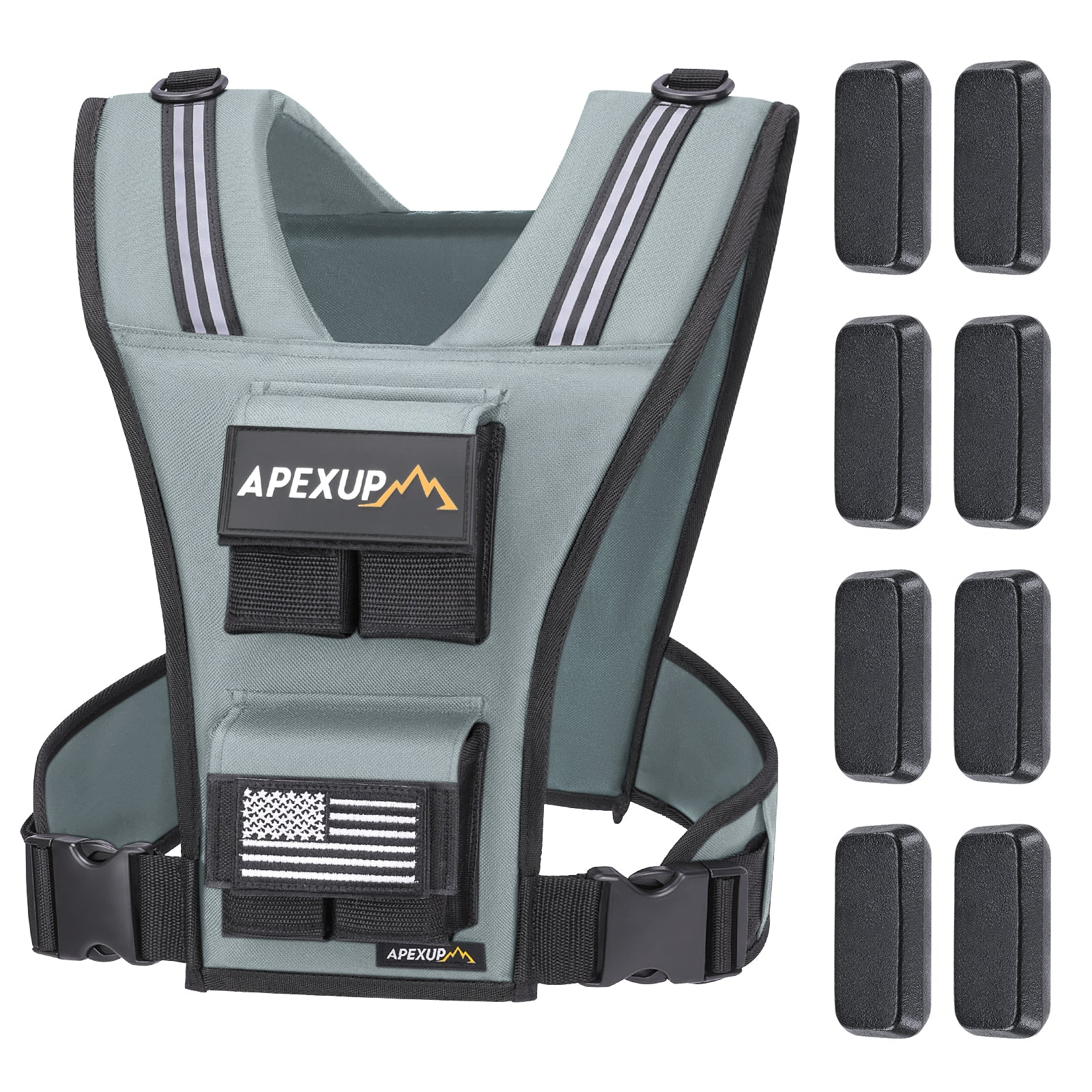 Adjustable Weighted Vest with Reflective Stripe, Iron Weights (20/30/40 lbs)