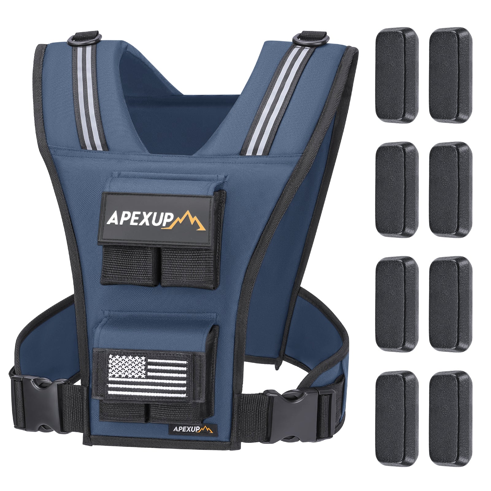 Adjustable Weighted Vest with Reflective Stripe, Iron Weights (20/30/40 lbs)