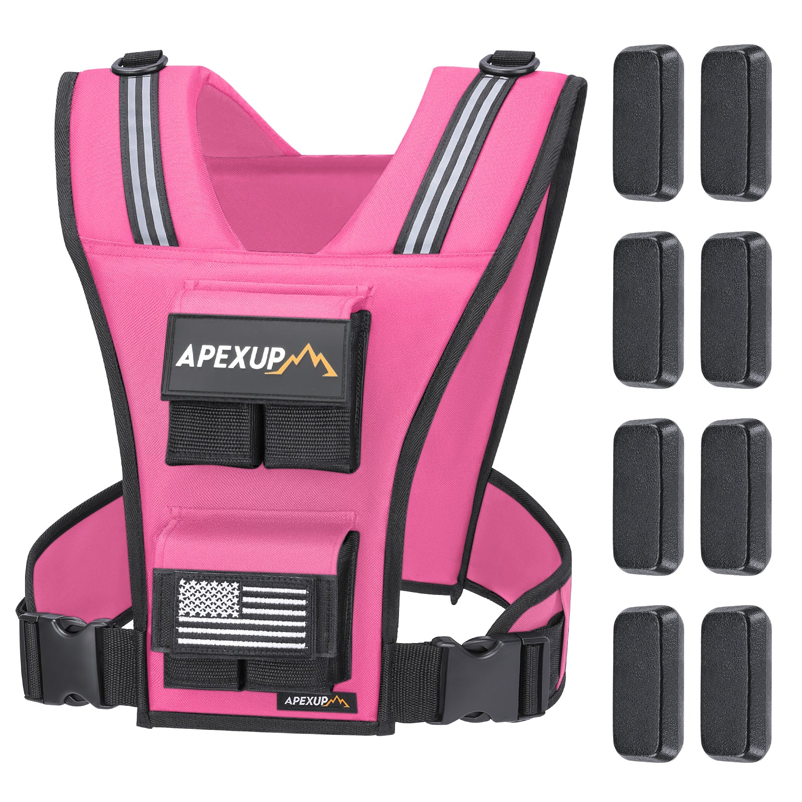 Adjustable Weighted Vest with Reflective Stripe, Iron Weights (20/30/40 lbs)