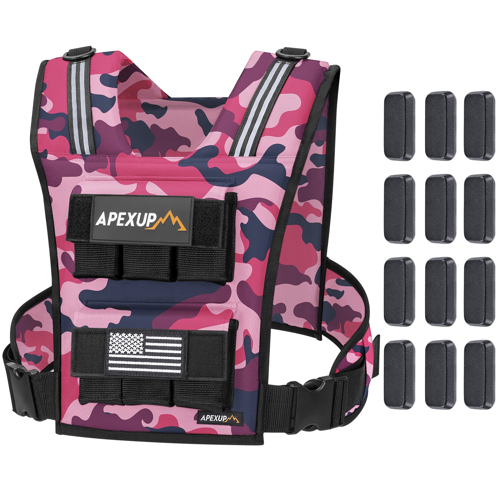 Adjustable Weighted Vest with Reflective Stripe, Iron Weights (20/30/40 lbs)