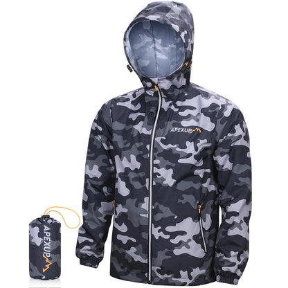 Packable Rain Jacket with Reflective Zipper, Lightweight Waterproof Raincoat