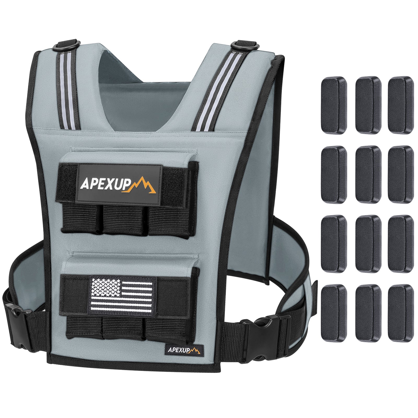 Adjustable Weighted Vest with Reflective Stripe, Iron Weights (20/30/40 lbs)