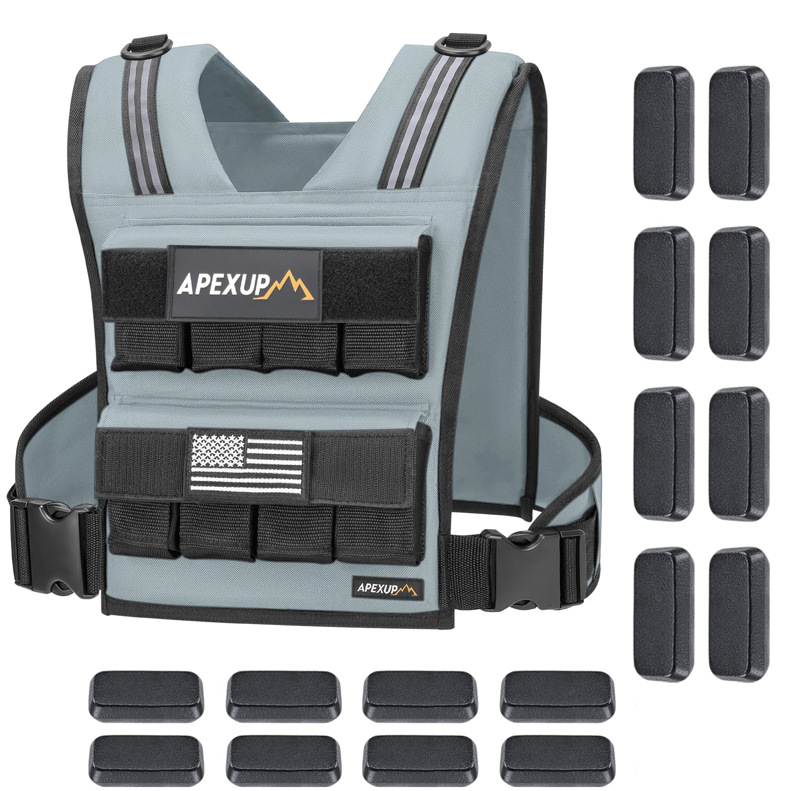 Adjustable Weighted Vest with Reflective Stripe, Iron Weights (20/30/40 lbs)