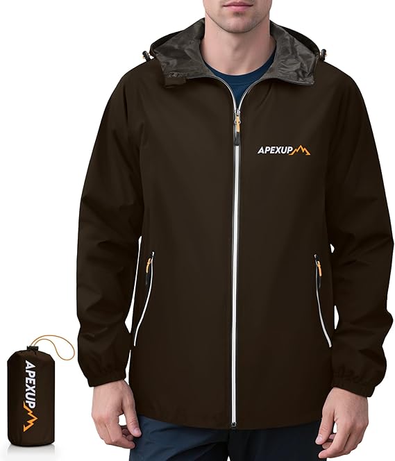 Packable Rain Jacket with Reflective Zipper, Lightweight Waterproof Raincoat