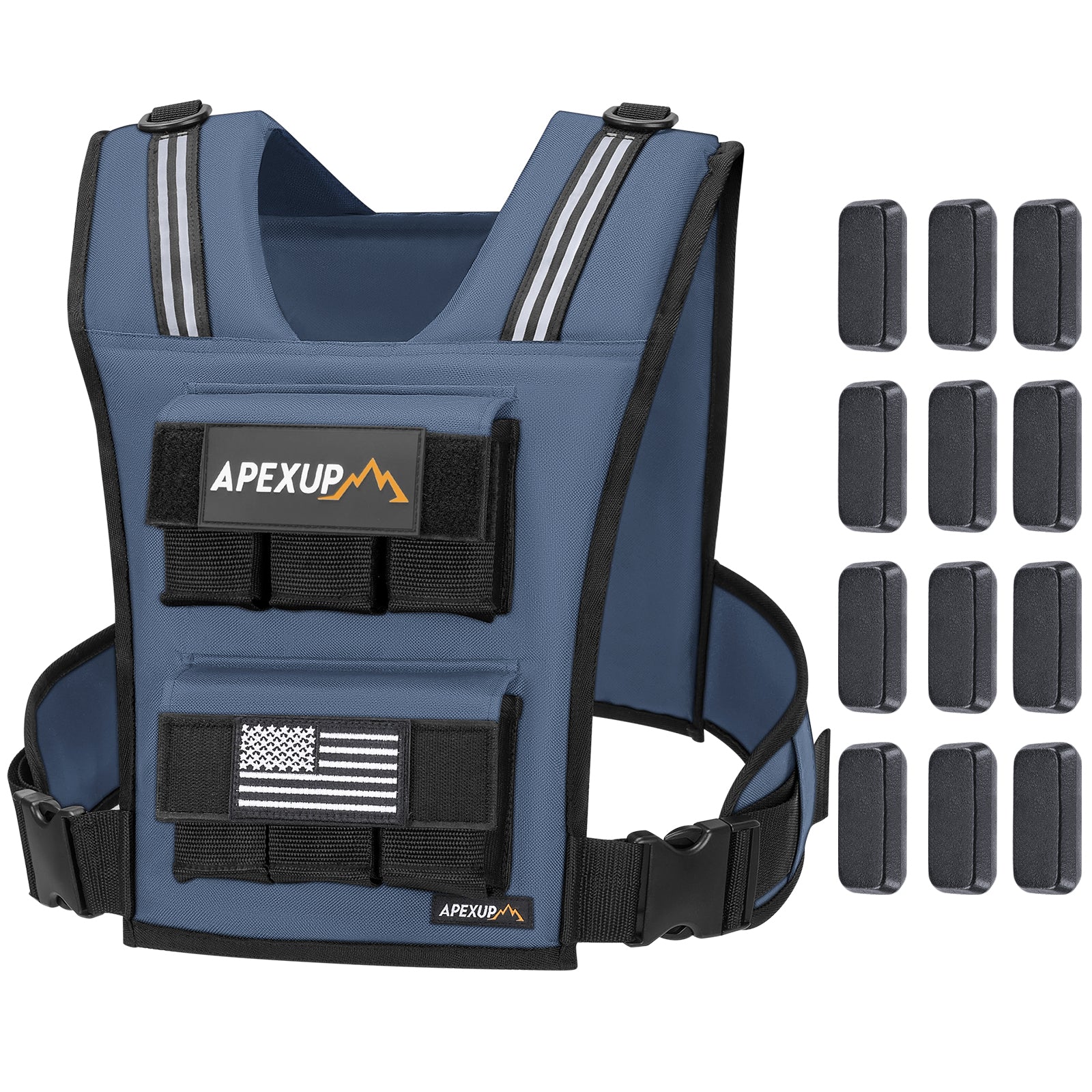 Adjustable Weighted Vest with Reflective Stripe, Iron Weights (20/30/40 lbs)