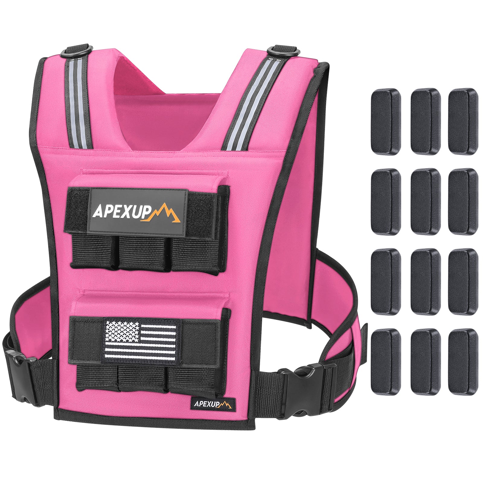 Adjustable Weighted Vest with Reflective Stripe, Iron Weights (20/30/40 lbs)
