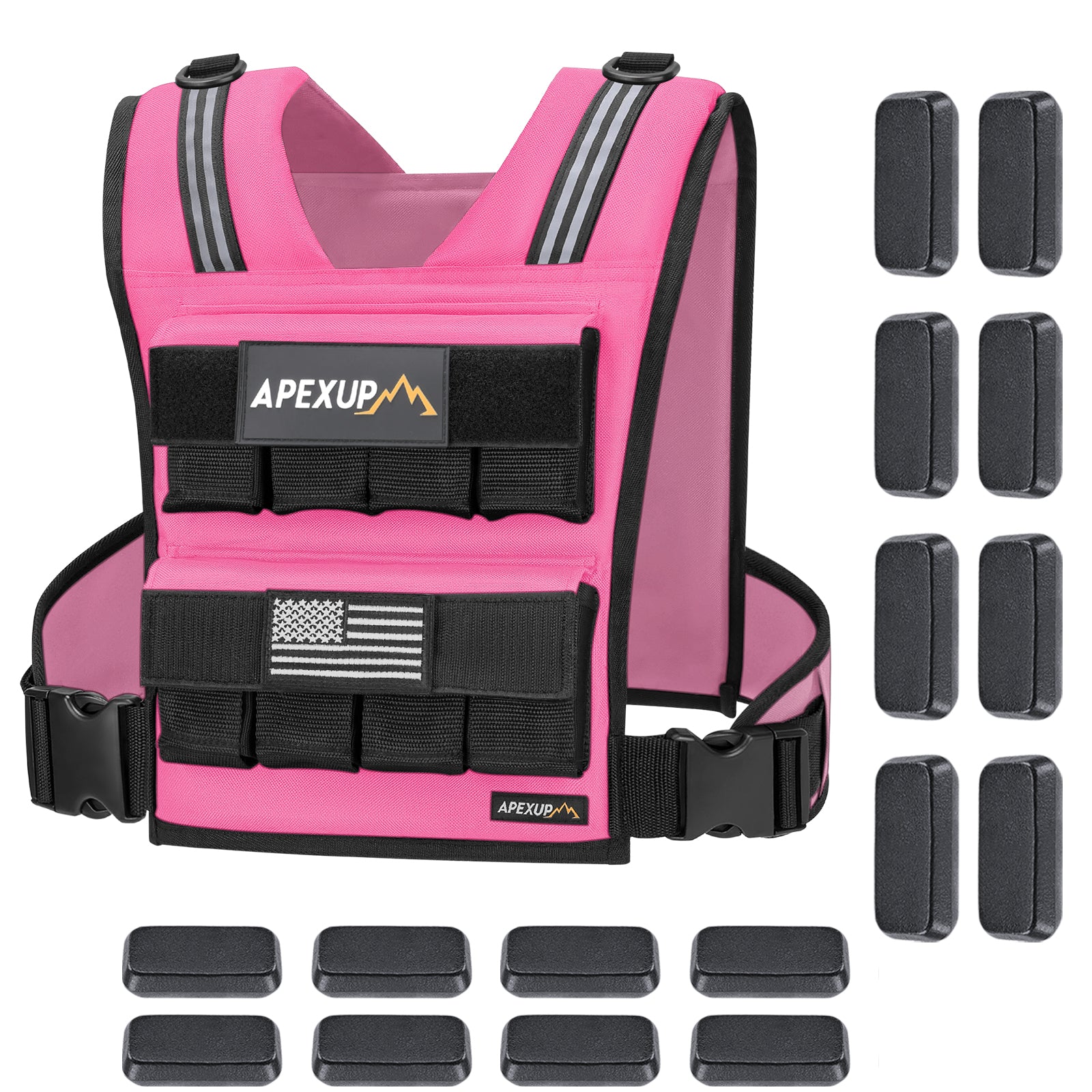 Adjustable Weighted Vest with Reflective Stripe, Iron Weights (20/30/40 lbs)