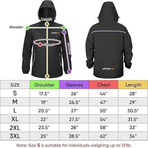 Packable Rain Jacket with Reflective Zipper, Lightweight Waterproof Raincoat