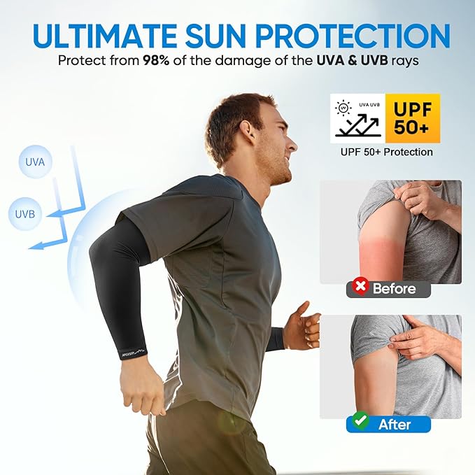 Cooling Arm Sleeves, UPF 50+ UV Protection Compression for Sports & Outdoor