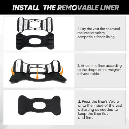 Adjustable Weighted Vest with Removable Waterproof Liner, 6 Ironsand Weights and Large Pocket ( 4-10 /12-18 /20-32 lbs)