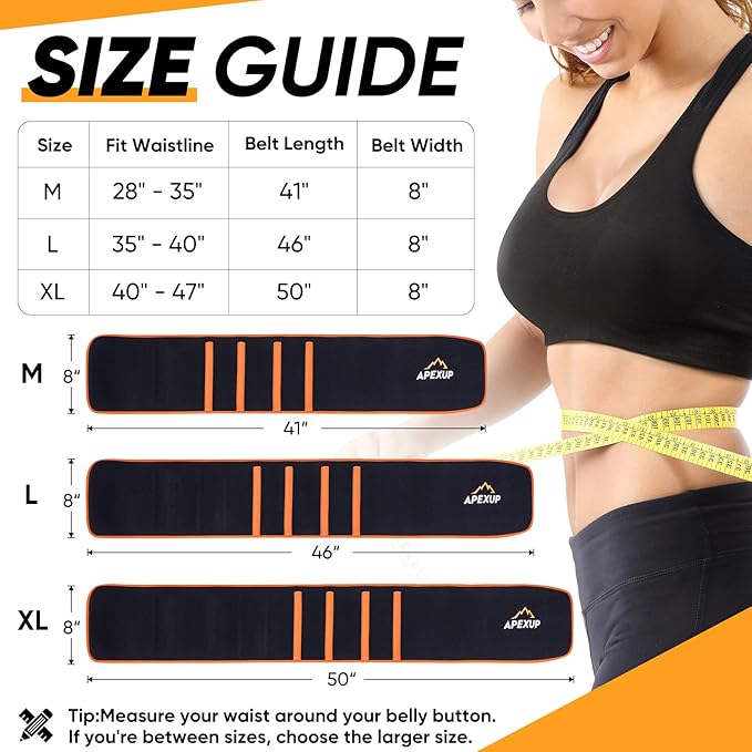 Neoprene Waist Trainer Belt, Slimming Sweat Band with Adjustable Fit & Removable Lumbar Support
