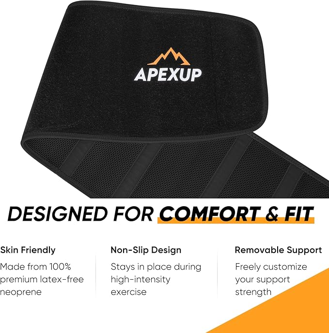 Neoprene Waist Trainer Belt, Slimming Sweat Band with Adjustable Fit & Removable Lumbar Support