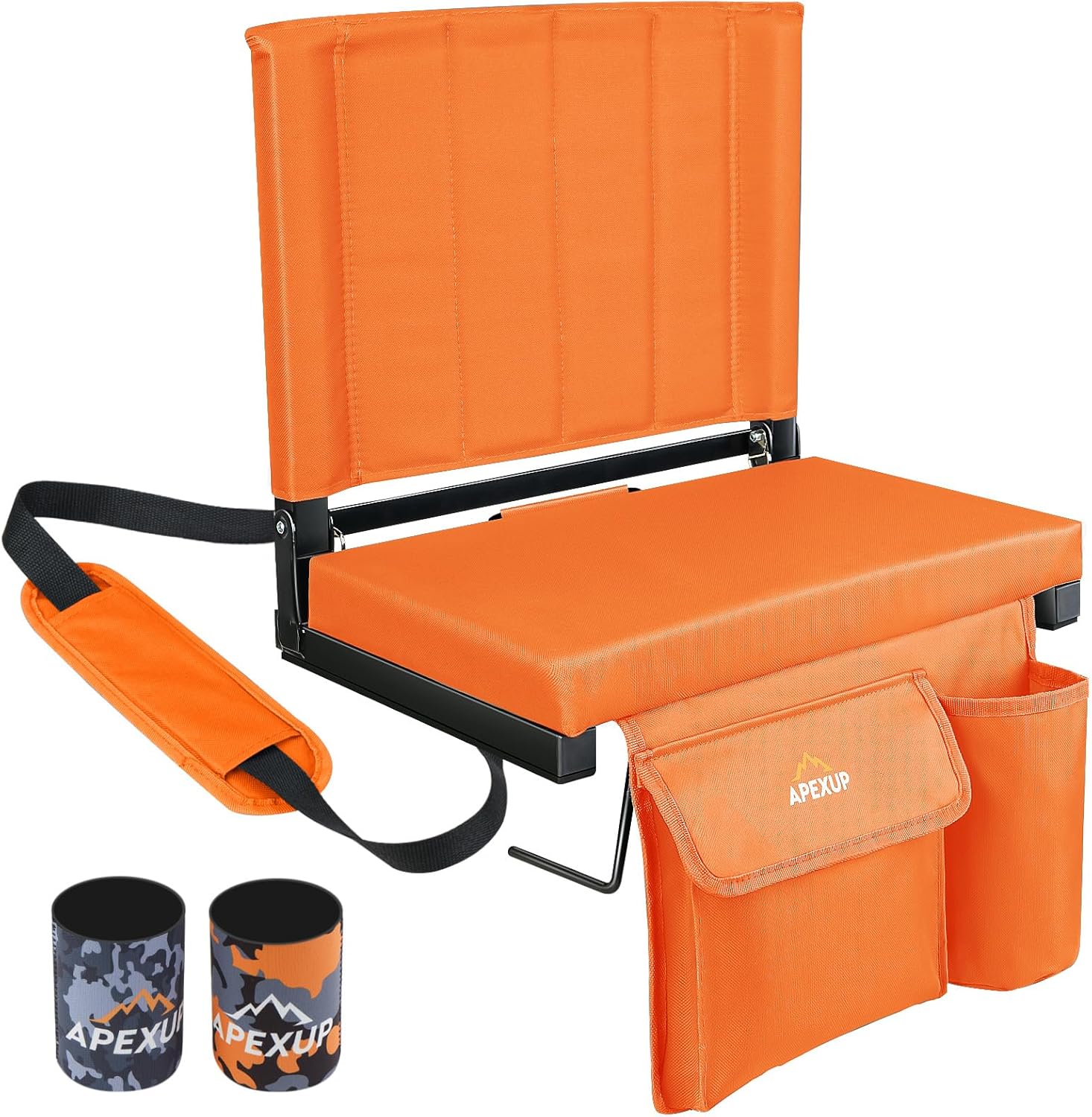 Portable Stadium Seats with Back Support, Large Pocket, Cup Holder