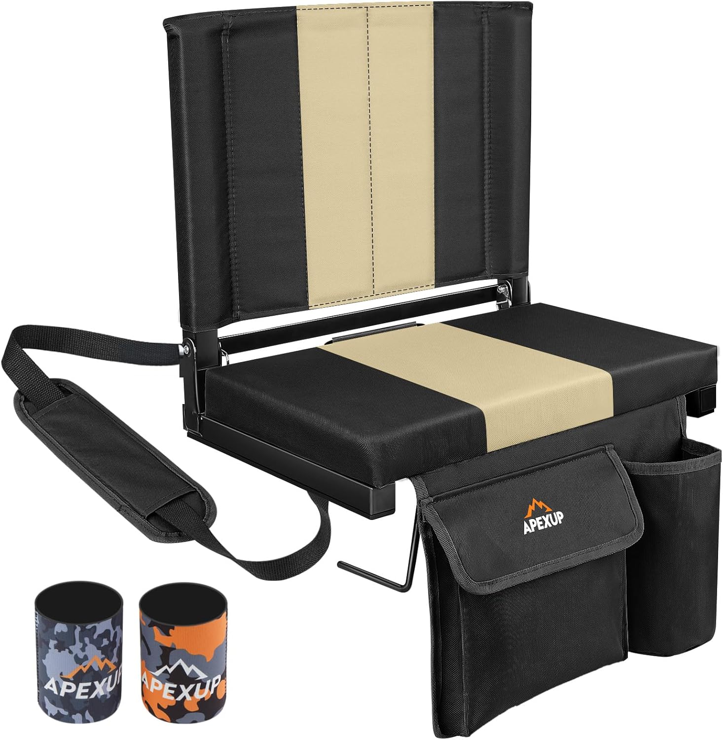 Portable Stadium Seats with Back Support, Large Pocket, Cup Holder