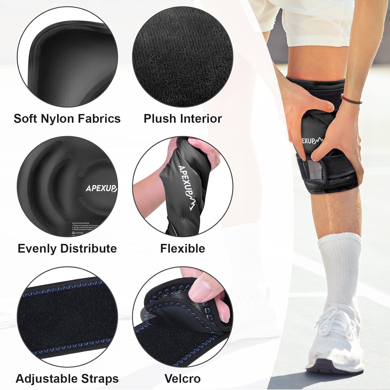 Ice Pack for Knee Pain Relief, Reusable Knee Ice Pack Wrap, Flexible Gel Cold Pack