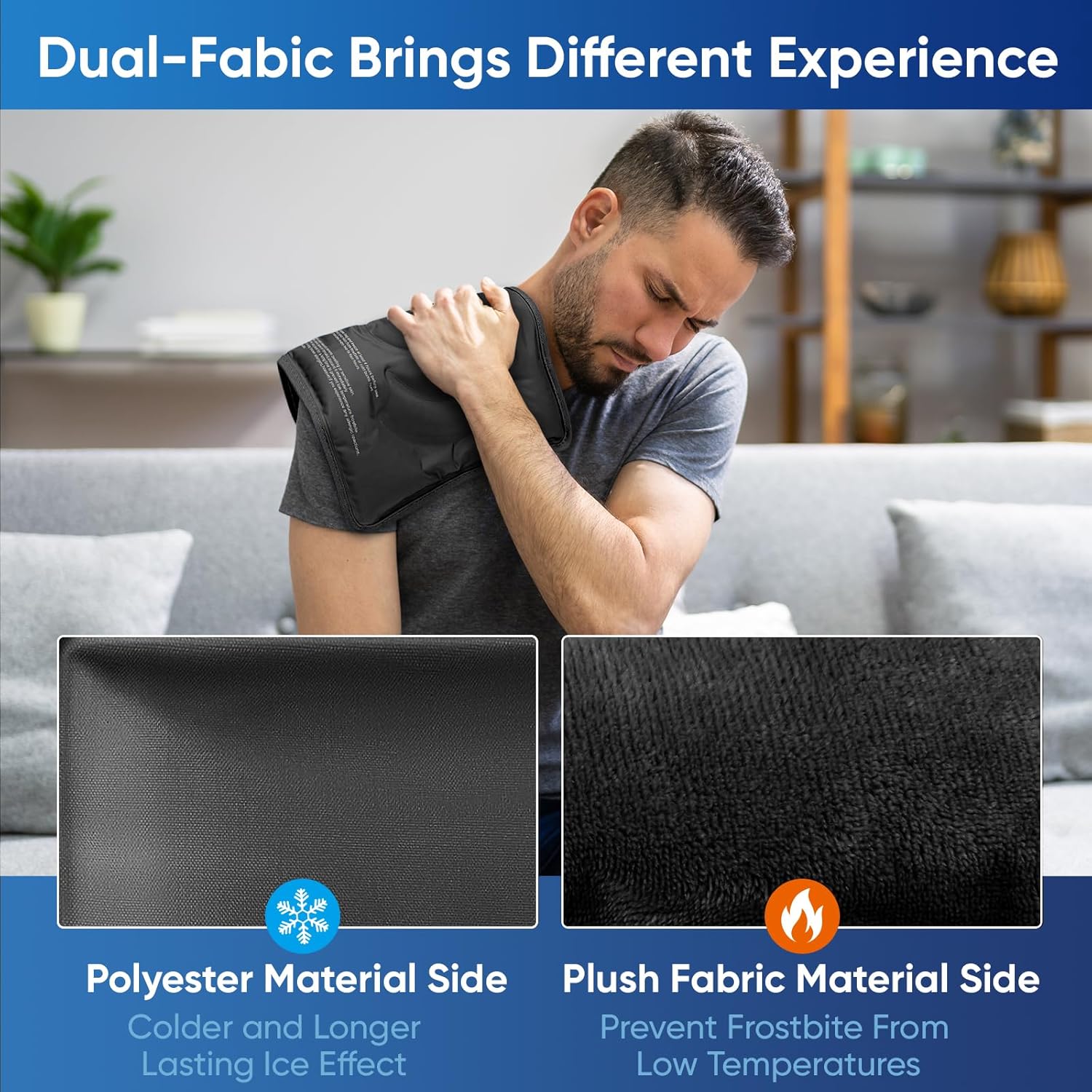 Reusable Gel Ice Packs for Injuries, Flexible Double-Sided Cold Packs