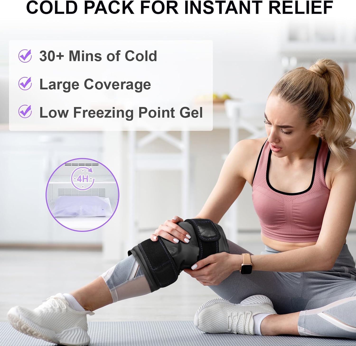 Ice Pack for Knee Pain Relief, Reusable Knee Ice Pack Wrap, Flexible Gel Cold Pack