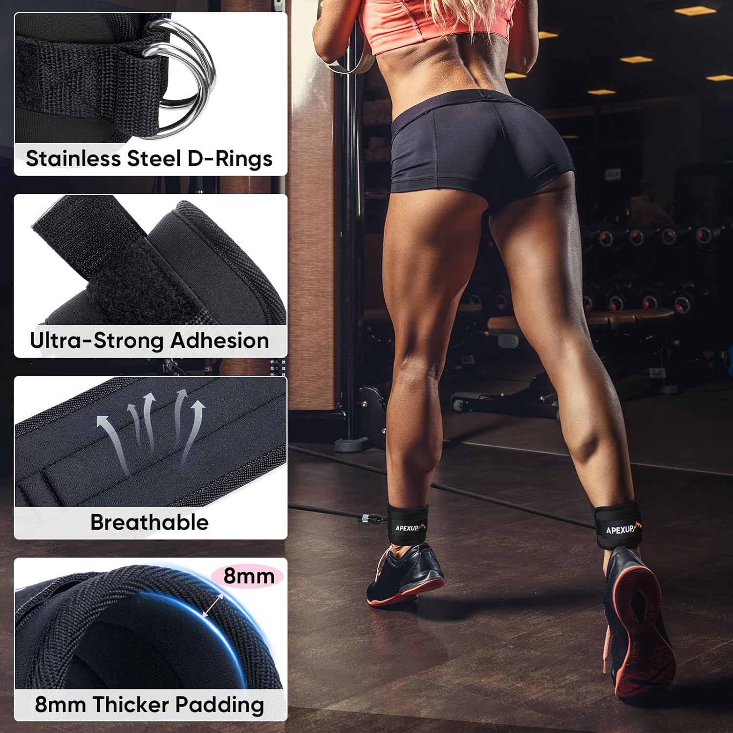 Ankle Strap for Cable Machine, Ankle Resistance Bands, Cable Kickback Ankle Straps