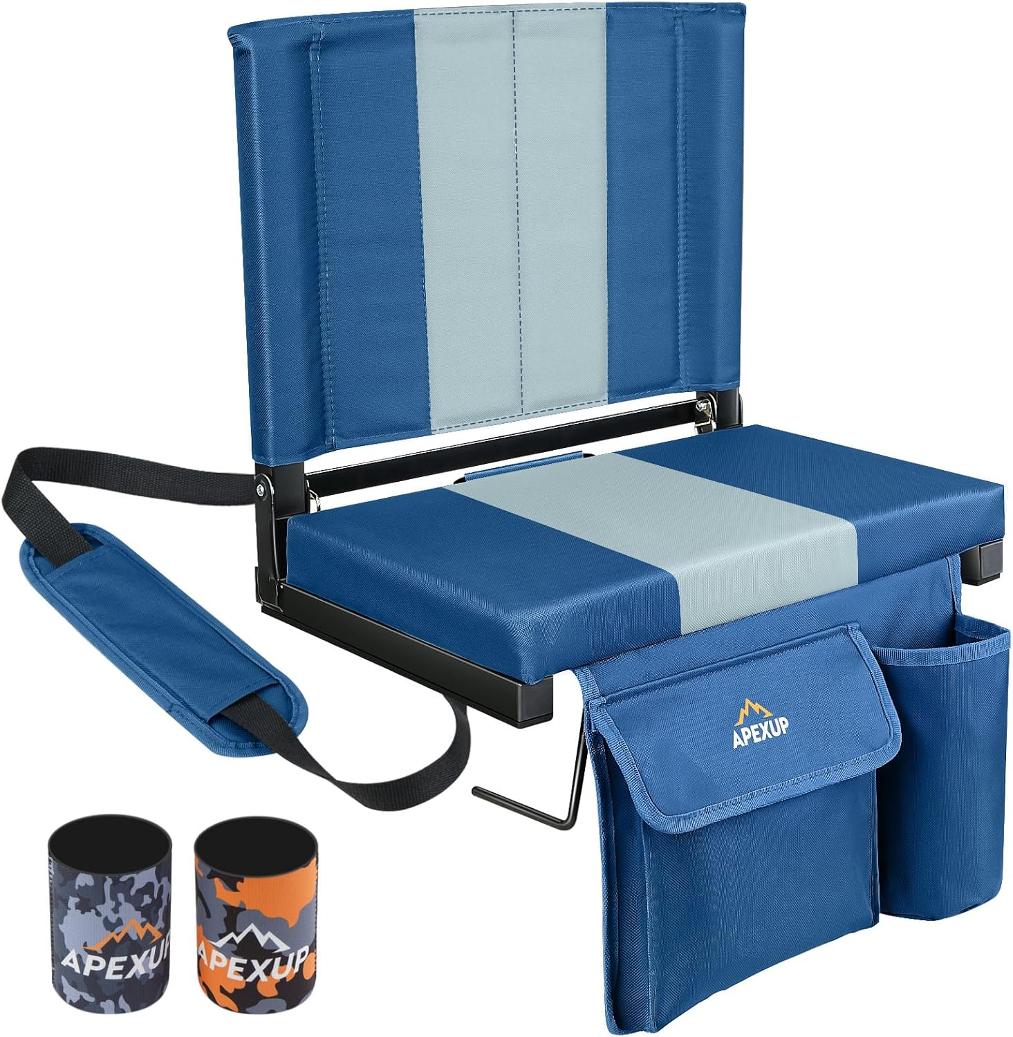Portable Stadium Seats with Back Support, Large Pocket, Cup Holder