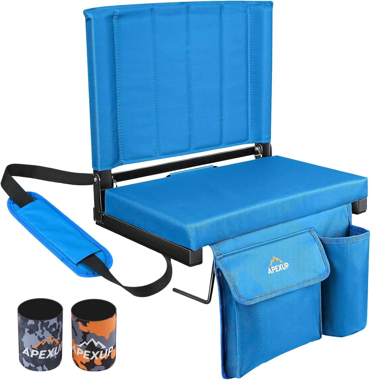Portable Stadium Seats with Back Support, Large Pocket, Cup Holder