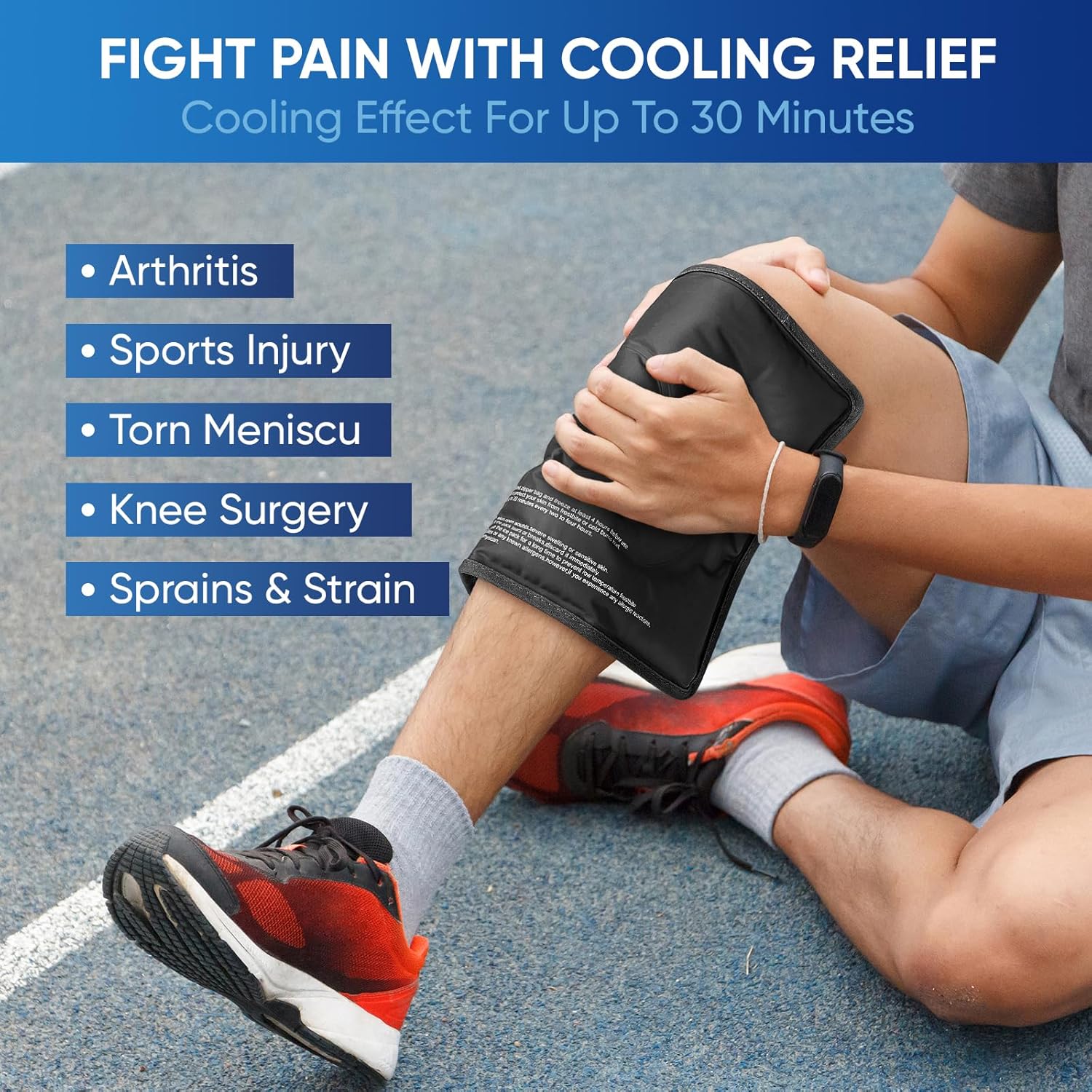 Reusable Gel Ice Packs for Injuries, Flexible Double-Sided Cold Packs