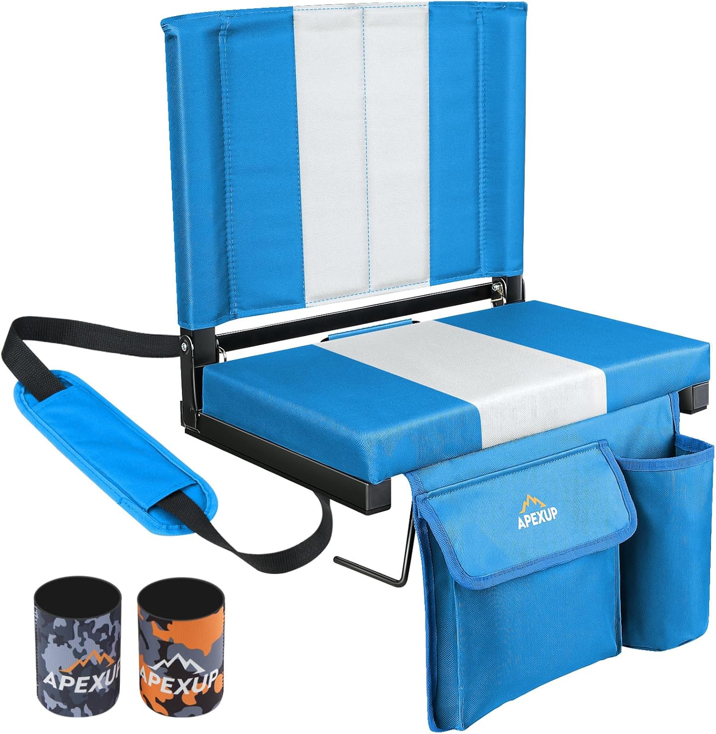 Portable Stadium Seats with Back Support, Large Pocket, Cup Holder