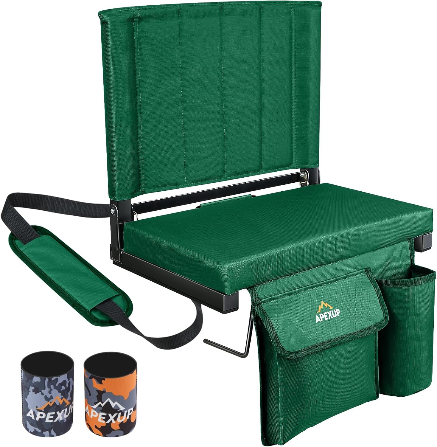 Portable Stadium Seats with Back Support, Large Pocket, Cup Holder