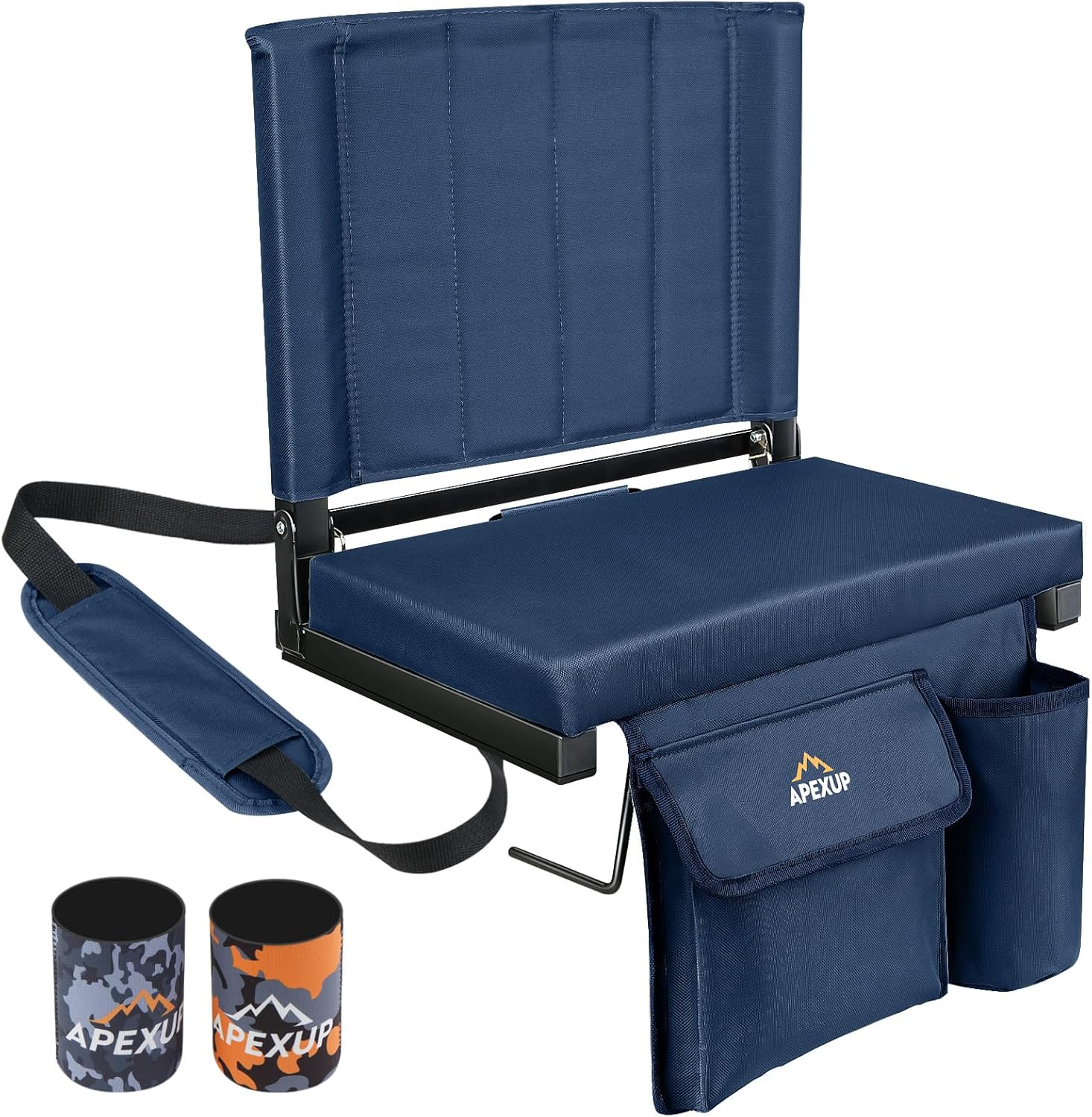 Portable Stadium Seats with Back Support, Large Pocket, Cup Holder