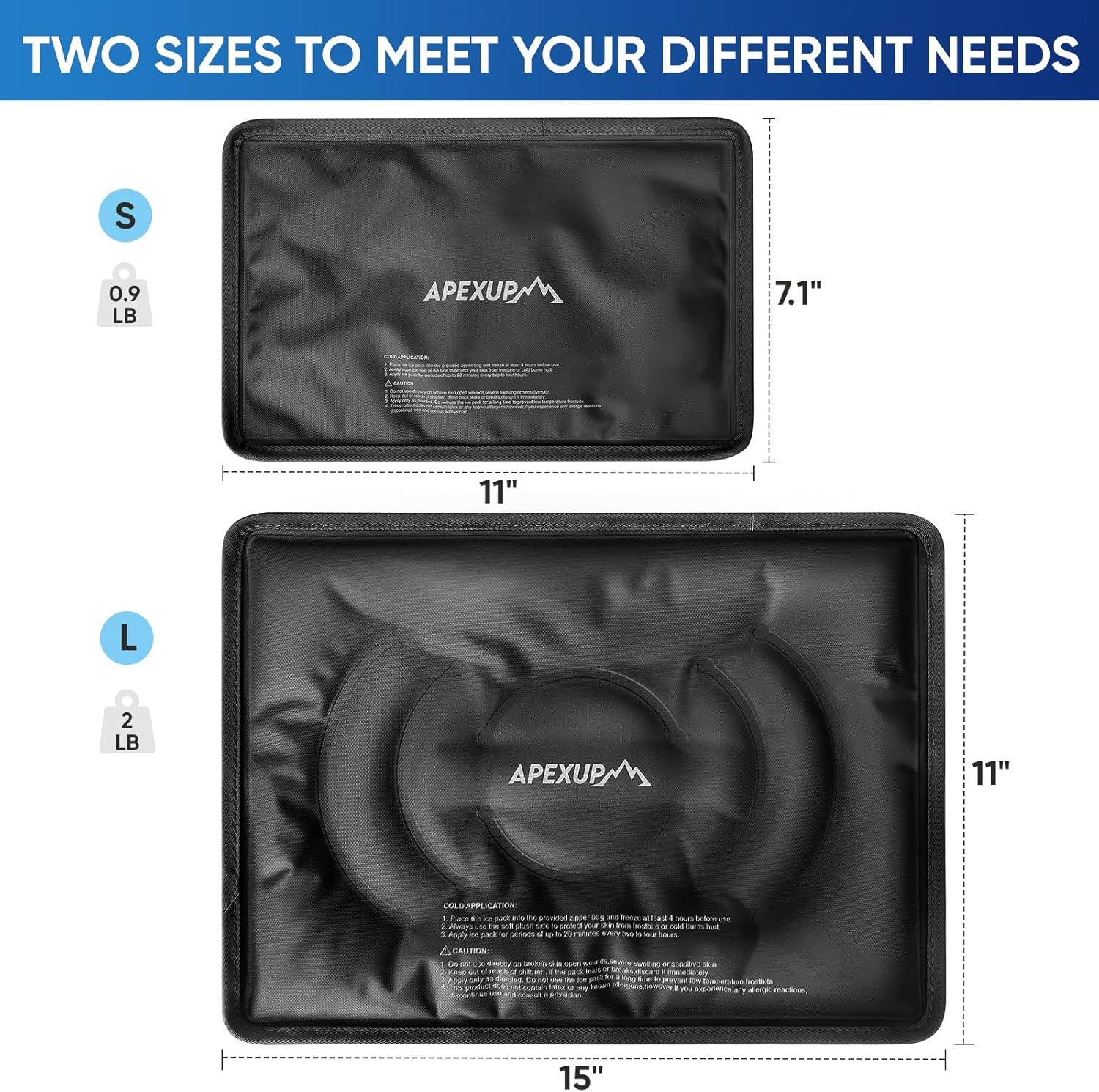 Reusable Gel Ice Packs for Injuries, Flexible Double-Sided Cold Packs