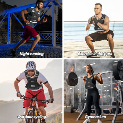 Adjustable Weighted Vest with 6 Ironsand Weights and Large Pocket ( 4-10 /12-18 /20-32 lbs) [Upgraded]