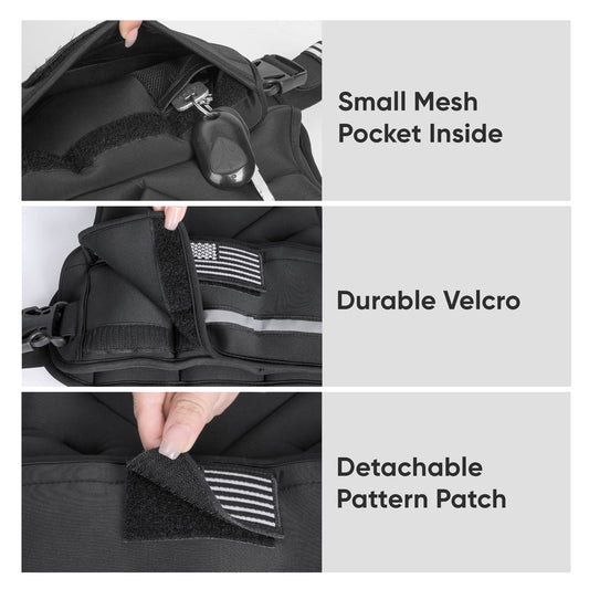 Adjustable Weighted Vest with 6 Ironsand Weights and Large Pocket details