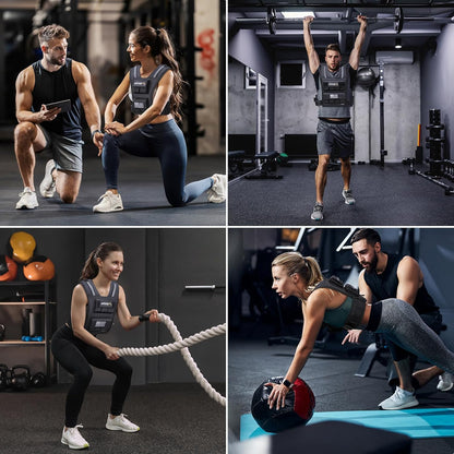 Collage of people exercising in a gym setting