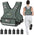 Adjustable weighted vest by APEXUP, shown with a person wearing it while jogging. The vest is black with a large pocket on the front and adjustable straps.