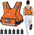 Adjustable weighted vest by APEXUP, shown with a person wearing it while jogging. The vest is orange with a large pocket on the front and adjustable straps.