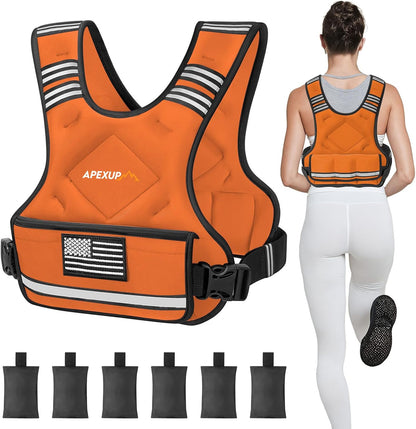 Adjustable Weighted Vest with 6 Ironsand Weights and Large Pocket ( 4-10 /12-18 /20-32 lbs) [Upgraded]