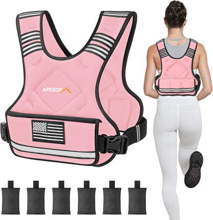 Adjustable Weighted Vest with 6 Ironsand Weights and Large Pocket ( 4-10 /12-18 /20-32 lbs) [Upgraded]