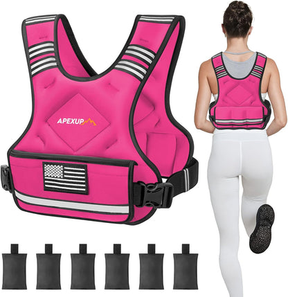 Adjustable Weighted Vest with 6 Ironsand Weights and Large Pocket ( 4-10 /12-18 /20-32 lbs) [Upgraded]
